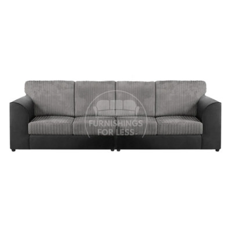 Image of Furnishings For Less UK Luxor Long Fabric Jumbo Cord 4 Seater Sofa - Full Back Grey