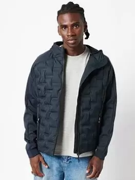 Image of Superdry Mountain Hybrid Zip Hoodie - Navy, Size S, Men