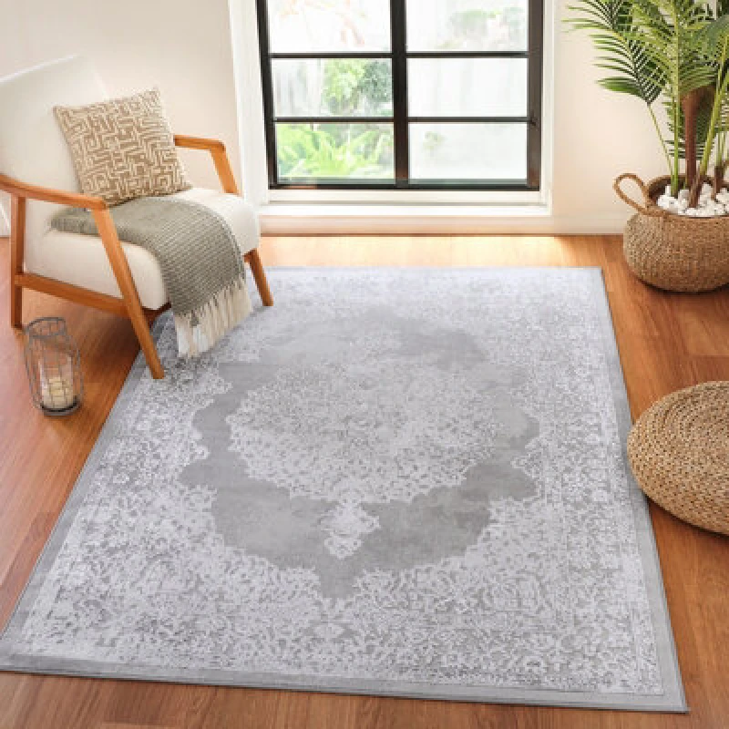 Image of Livabliss Vintage Oriental Boho White/grey Defne Area Rug 160 X 220 Cm - Easy Care, Non Shedding, Ideal For Living Room & Bedroom