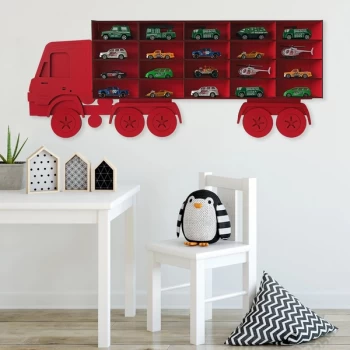 Image of Kamyon - Red Red Decorative MDF Wall Shelf