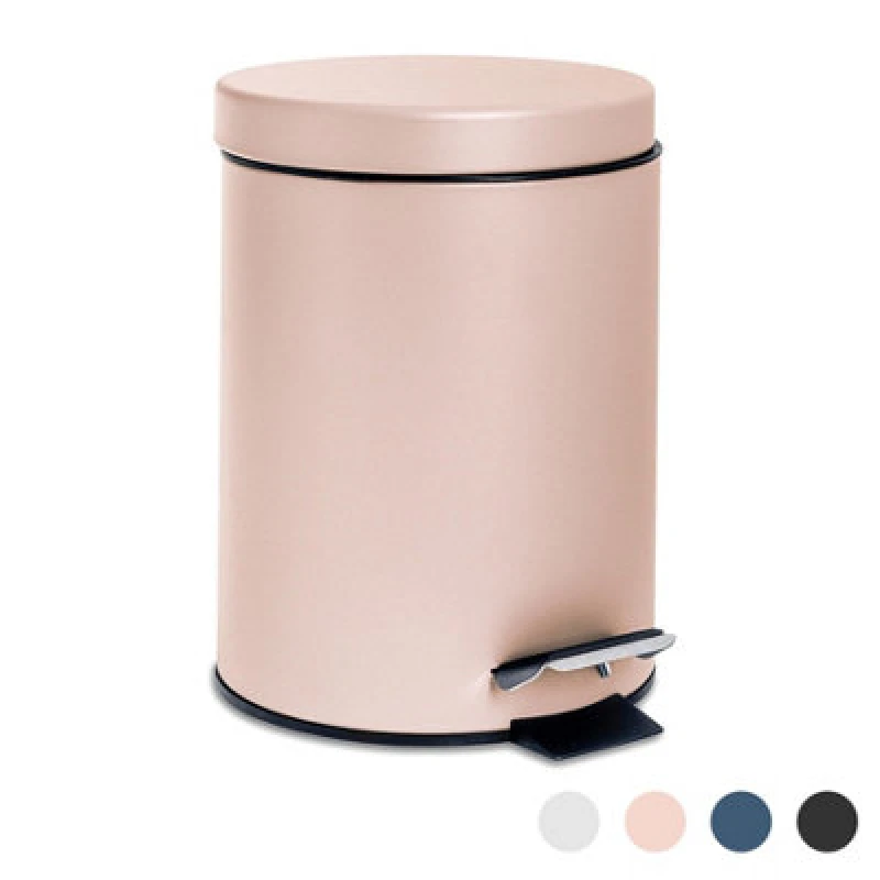 Image of Harbour Housewares Round Bathroom Pedal Bin 3 Litre in Pink Pink Unisex