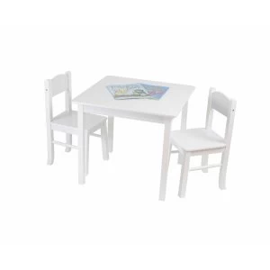 Image of Liberty House Toys White Wooden Table and 2 Chair Set, White