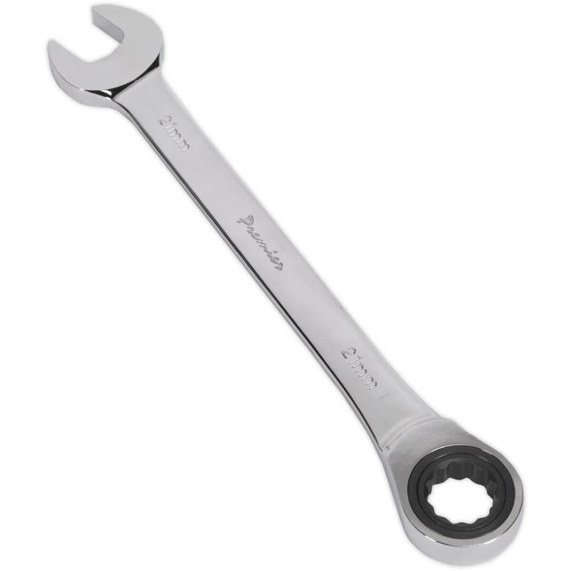 Image of Loops 21mm Ratchet Combination Spanner - Chrome Vanadium Steel - 72 Tooth Ratchet Ring Metallics