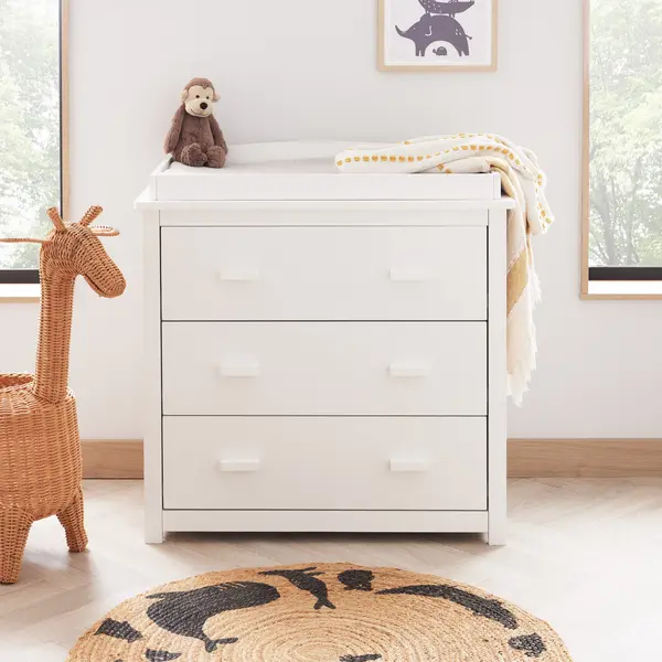 Image of Babymore Universal 3 Drawer Chest & Changing Unit White