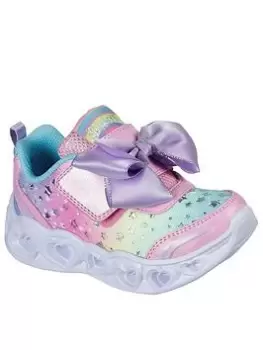 Image of Skechers Heart Lights Trainers - Pink/Multi, Pink/Multi, Size 5 Younger