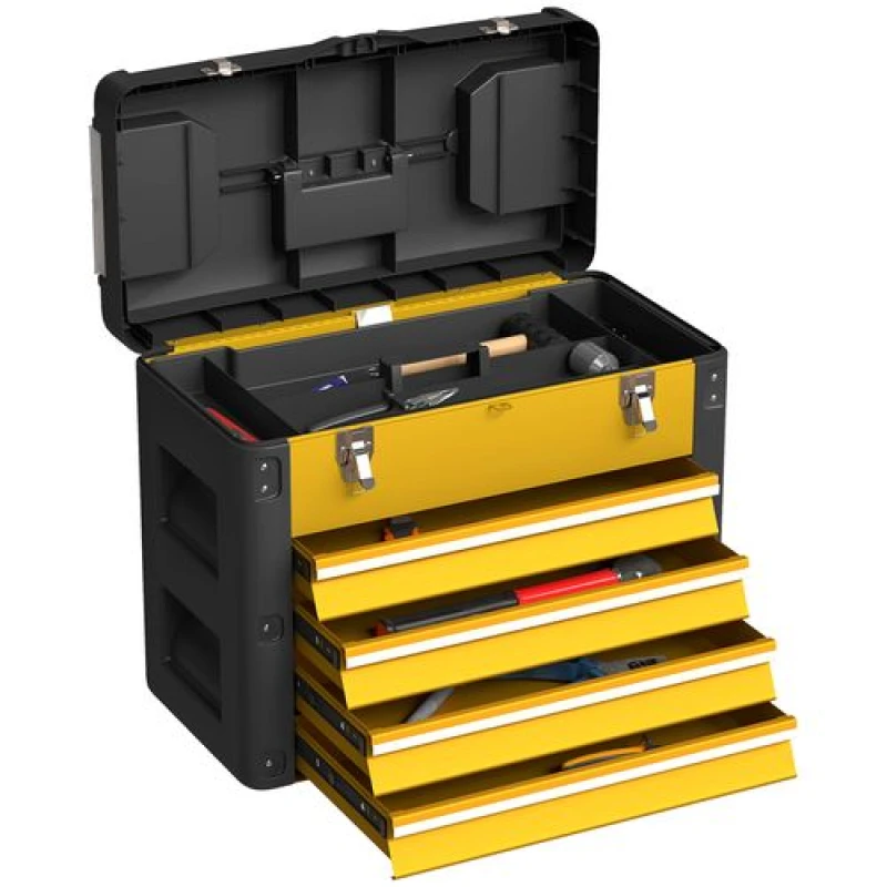 Image of HOMCOM Homcom - 4 Drawers Large Tool Box, Steel Toolbox with Handle, Orange 5063603241671