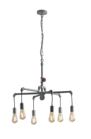 Image of Amarcord Pipe Effect Mutli Arm Ceiling Pendant, Zinc, E27