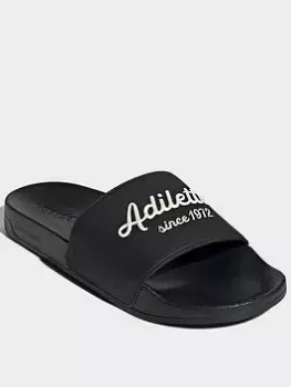 Image of adidas Adilette Shower Slides, White/Blue, Size 7, Men