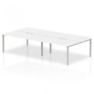 Image of Trexus Bench Desk 4 Person Back to Back Configuration Silver Leg
