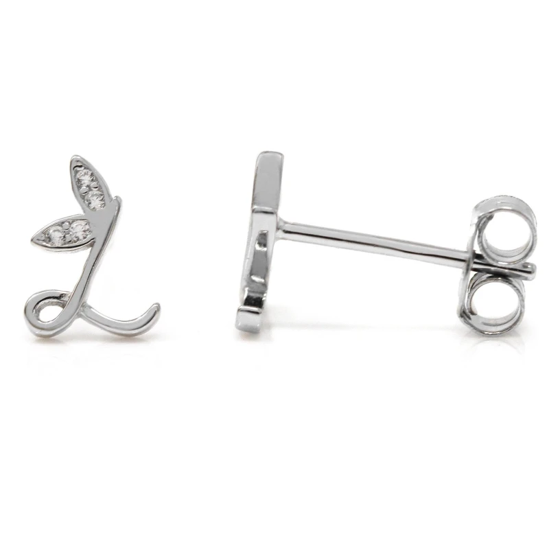 Image of Say It With Winged Initial Earring Pair - Sterling Silver - L Silver Unisex One Size