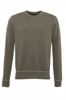 Image of Mens French Connection Triple Stitch Fleece Sweat Jumper Seaweed Green