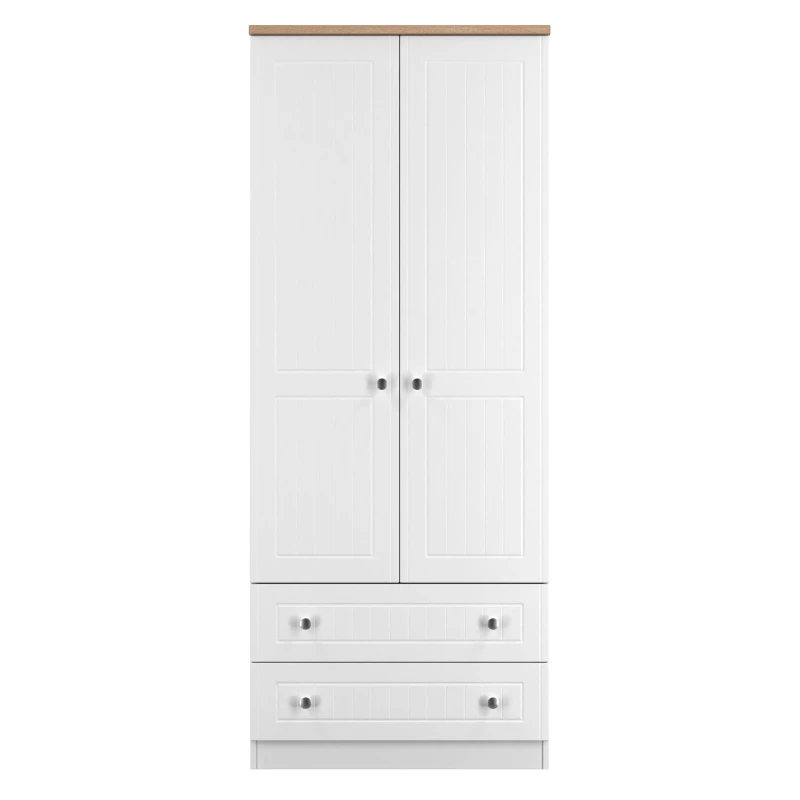 Image of Ready Assembled 2 U Norton 2 Door 2 Drawer Wardrobe (Ready Assembled) in White Size: Large White Unisex Large