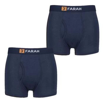 Image of Farah 2 Pack Plain Cotton Keyhole Trunks Mens - Blue