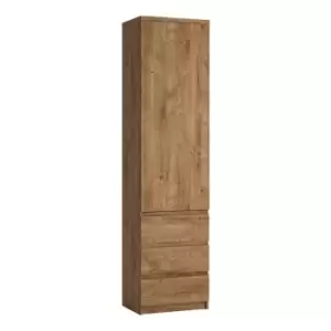 Image of Fribo Tall Narrow 1 Door 3 Drawer Cupboard In Oak Effect