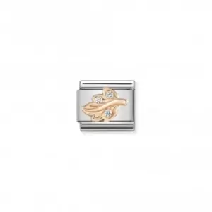 Image of Nomination Composable Classic Rose Gold Zirconia White Leaf Link 430305/15