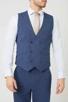 Image of Skinny Blue Semi Plain Waistcoat