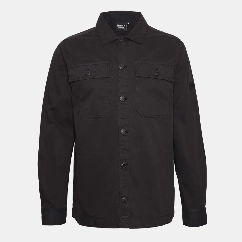 Image of Barbour International Mens Arlo Cotton Long Sleeve Overshirt Black BK31 male L