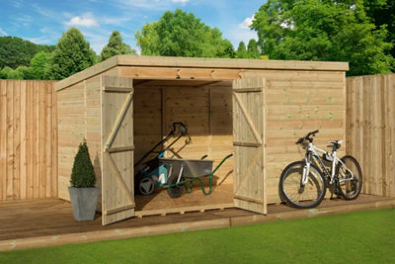 Image of Empire Sheds Empire 4000 Pent 10X7 Pressure Treated Tongue And Groove Wooden Garden Shed Double Door Left (10' X 7' / 10ft X 7ft) (10X7)