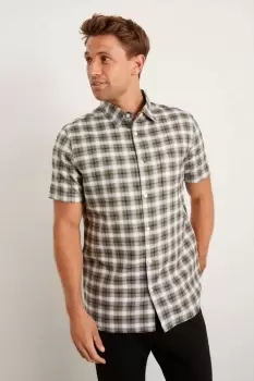 Image of Short Sleeve Light Khaki Check Shirt