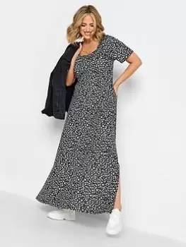 Image of Yours Maxi Square Neck Dress Mono Floral, Black, Size 30-32, Women