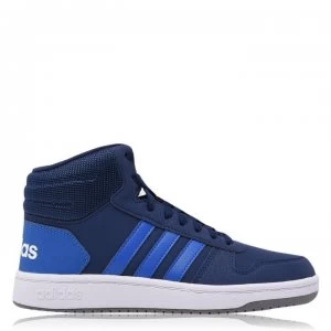 Image of adidas Hoops Mid Trainers Junior Boys - Navy/Blue/Wht