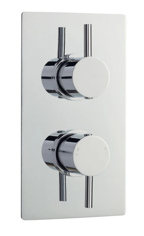 Image of Balterley Concealed Twin Thermostatic Shower Valve Diverter 2 Outlets Chrome Silver
