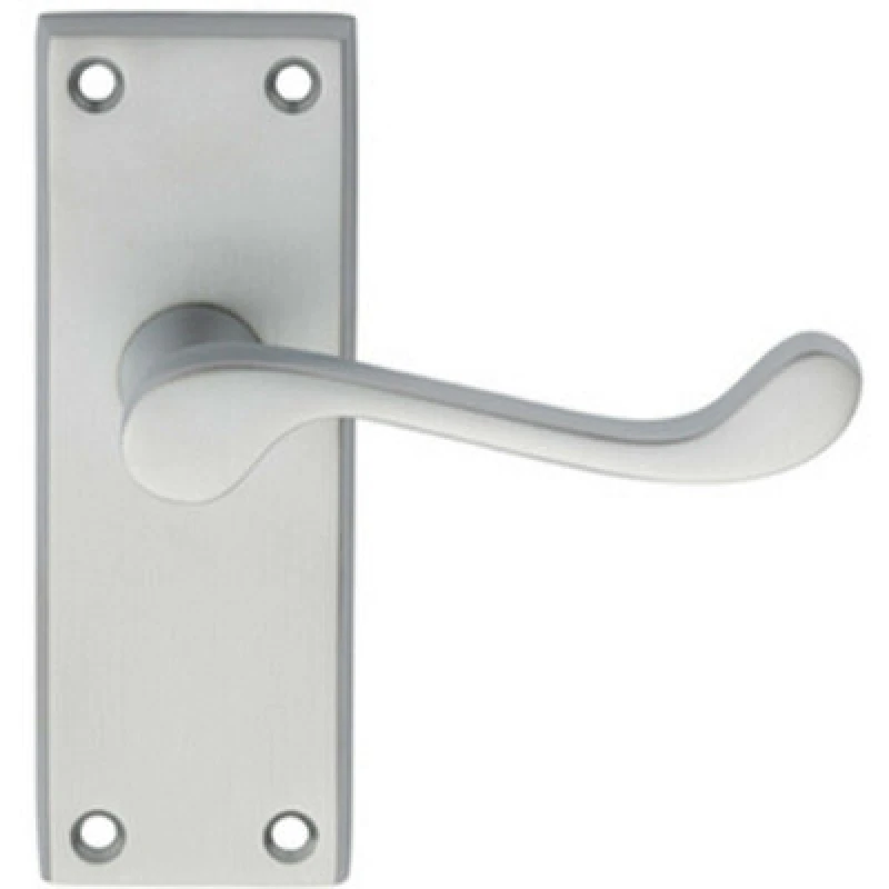 Image of Loops PAIR Victorian Scroll Lever on Short Latch Backplate 118 x 43mm Satin Chrome Multi