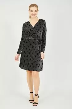 Image of Black Glitter Star Wrap Dress