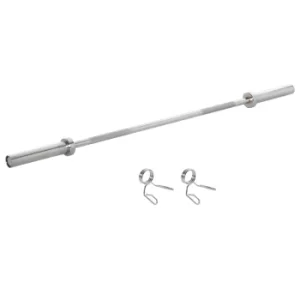 Image of HOMCOM 5ft Weight Lifting Barbell Bar with Anti-slip Hand Grip, Spring Collars, Solid Steel, Bar for Home Fitness Exercise Gym Equipment