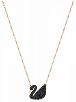 Image of Swarovski Iconic Black Swan Pendant Rose Gold Plated Jewellery