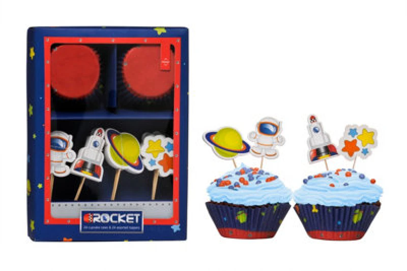 Image of Premier Housewares Rocket Cupcake Cases And Toppers Set Multi