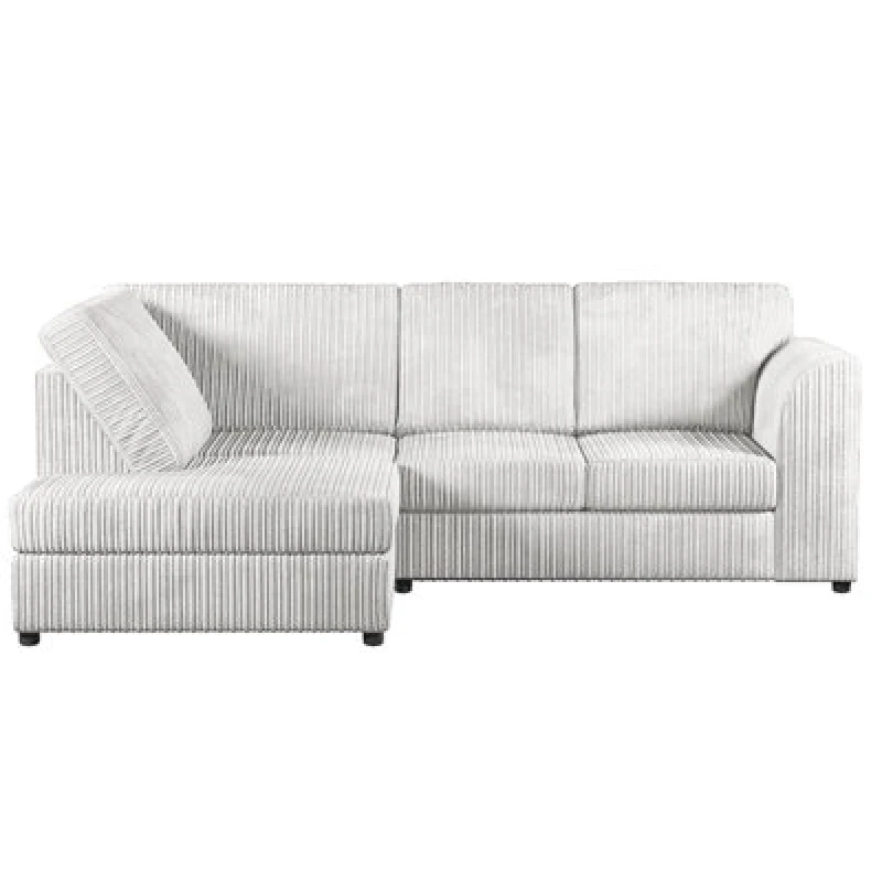 Image of Furnishings For Less UK Luxor Silver Jumbo Cord 4 Seater Corner Sofa Left Hand Facing - Full Back