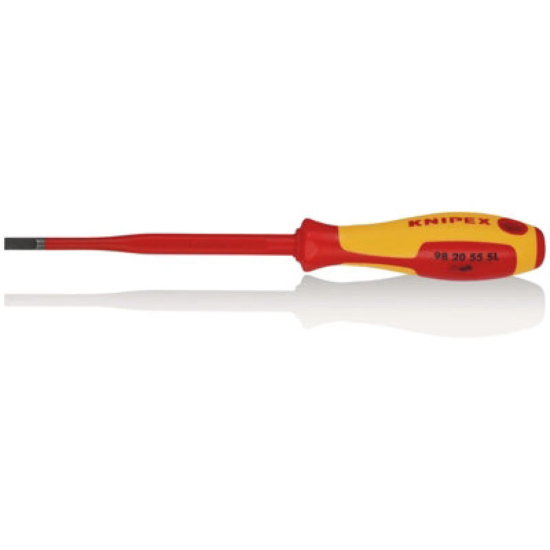 Image of Knipex 98 20 55 Sl Vde Insulated Slotted Screwdriver, 5.5 X 100mm - Slim 72391