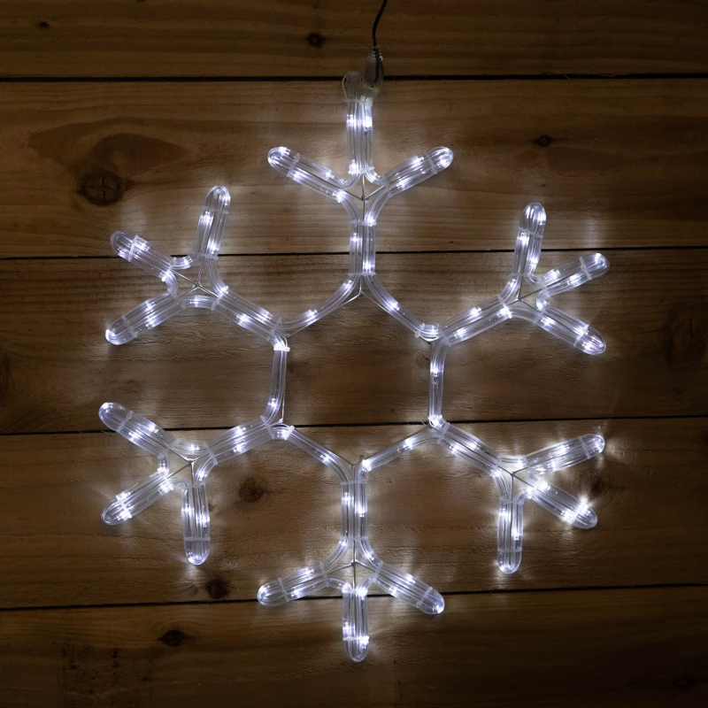 Image of 53cm Light up Hanging Christmas Snowflake Rope Light with White LEDs