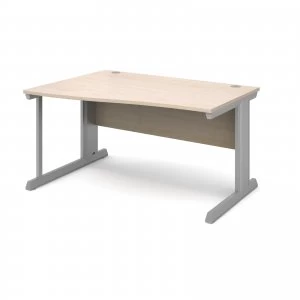 Image of Vivo Left Hand Wave Desk 1400mm - Silver Frame Maple Top