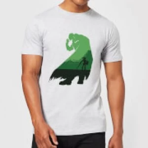 Image of Nintendo The Legend Of Zelda Green Ganondorf Silhouette Mens Light Grey T-Shirt - L - Light Grey