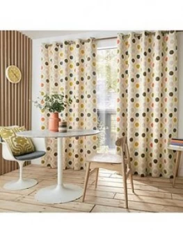 Image of Orla Kiely Spot Flower Summer Lined Eyelet Curtains