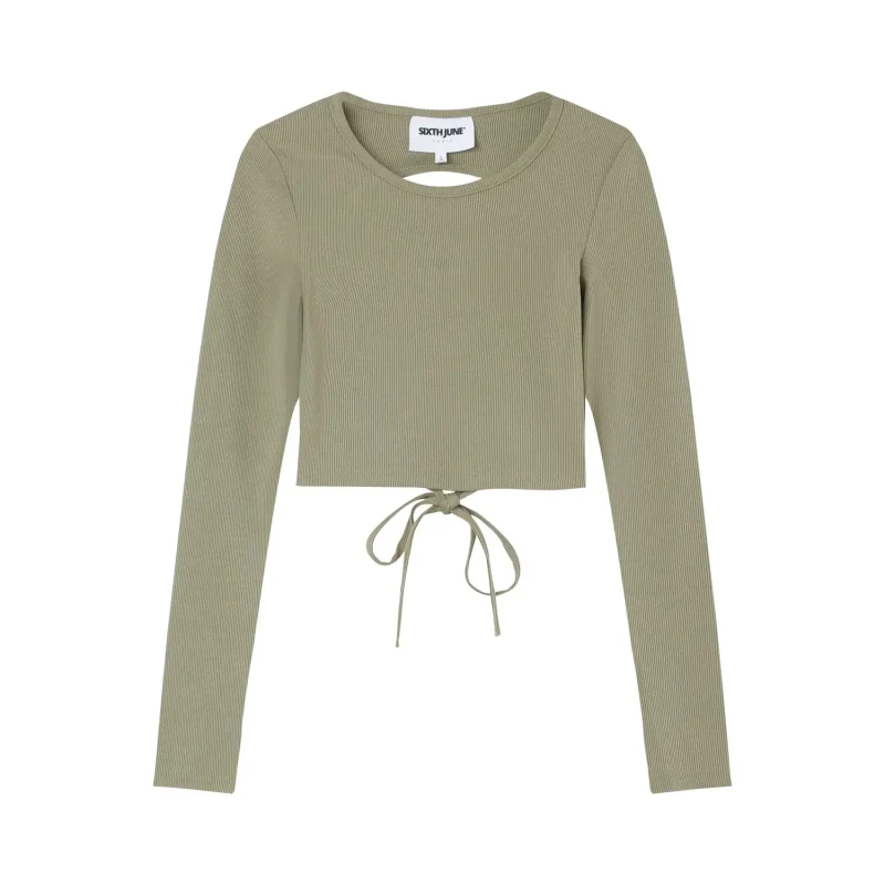 Image of Sixth June Long sleeve open back womens crop top Sixth June Vert Female M