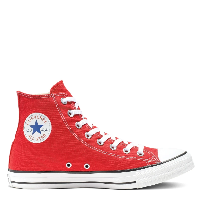 Image of Mens Converse All Star Hi Red Canvas Trainers Red / White, 7.5