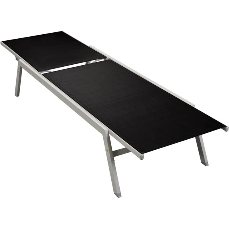 Image of VIDAXL Sun Lounger Steel and Textilene Black Vidaxl 8719883811017