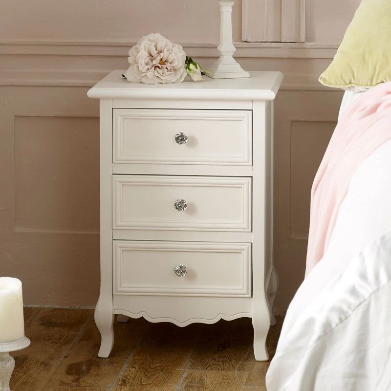 Image of Melody Maison White 3 Drawer Bedside Table - Victoria Range White