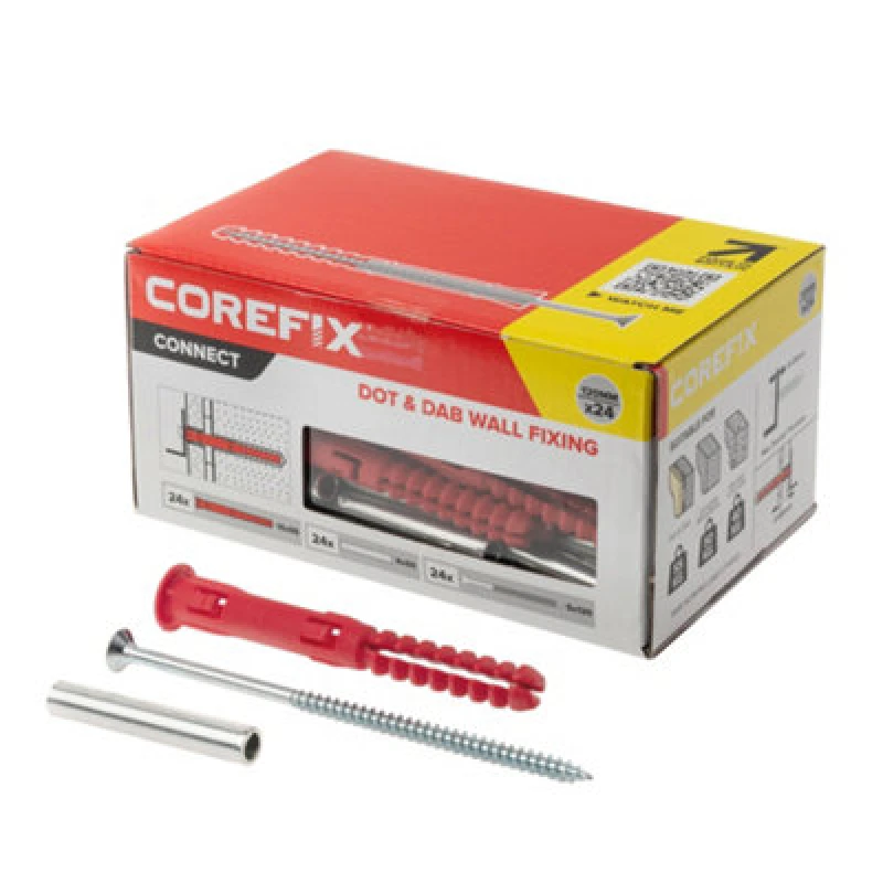 Image of Corefix 120 Heavy Duty Dot & Dab Wall Plasterboard Fixing for TVs, Cabinets, Radiators, & Shelving 24 Box