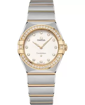 Image of Omega Constellation Manhattan Quartz 28mm Silver Dial Diamond Yellow Gold and Stainless Steel Womens Watch 131.25.28.60.52.002 131.25.28.60.52.002
