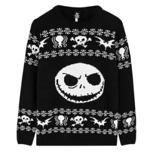 Image of Nightmare Before Christmas Unisex Adult Jack Skellington Knitted Jumper (XS) (Black/White)