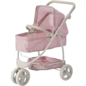 Image of Olivia's Little World Kids 2 In 1 Dolls Pram Stroller Pushchair For Baby Dolls Toy Pram With Multi-Position Seat & Storage Pink OL-00009 - Pink/Grey