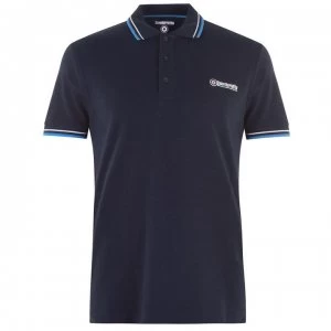 Image of Lambretta Twin Tip Panel Polo Shirt - Navy/White