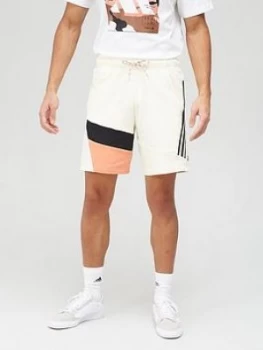 Image of adidas 3-Stripe Tape Shorts - White/Blue, Size S, Men