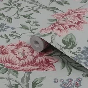 Image of Laura Ashley Tapestry Slate Grey Floral Smooth Wallpaper