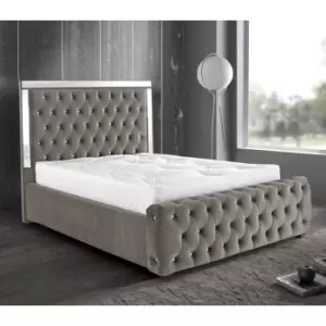 Image of Elegance Mirrored Bed Small Double Plush Velvet Silver