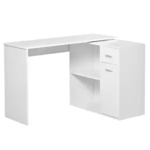 Image of HOMCOM L-Shaped corner computer desk Table Study Table PC Workstation with Storage Shelf Drawer Home Office white
